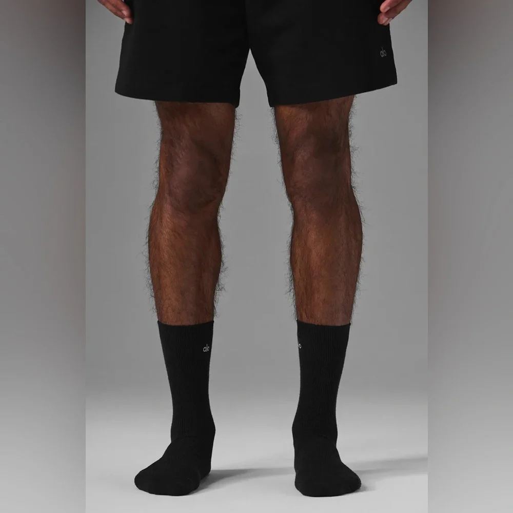 Alo Yoga Unisex Half Crew Socks Black Small Athletic Ribbed Crew Sock NWT